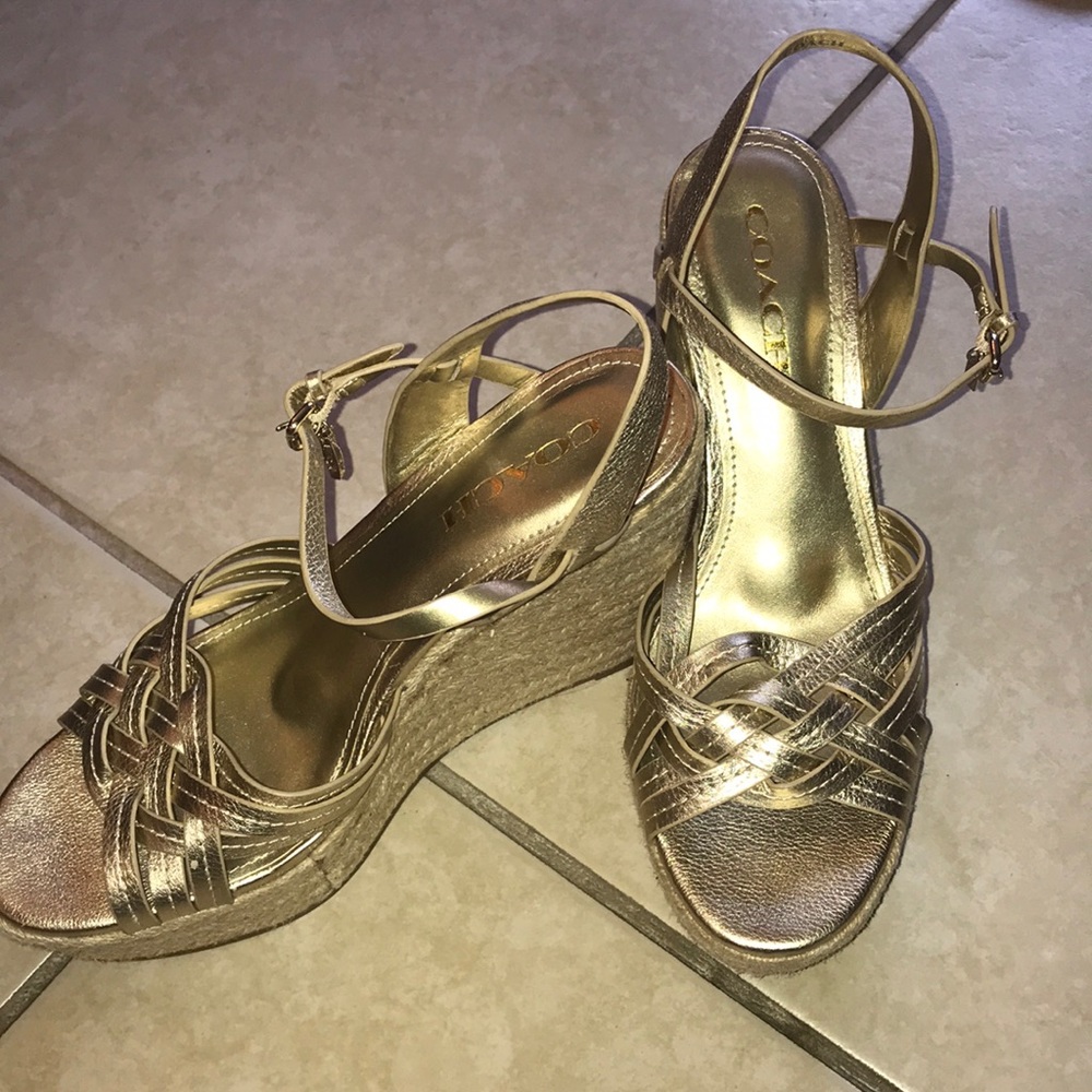 Gorgeous coach gold eapadrills. NEVER worn.